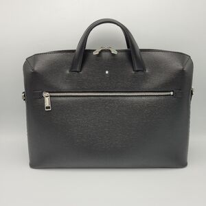 Montblanc Black Textured Leather Italian-Made Briefcase